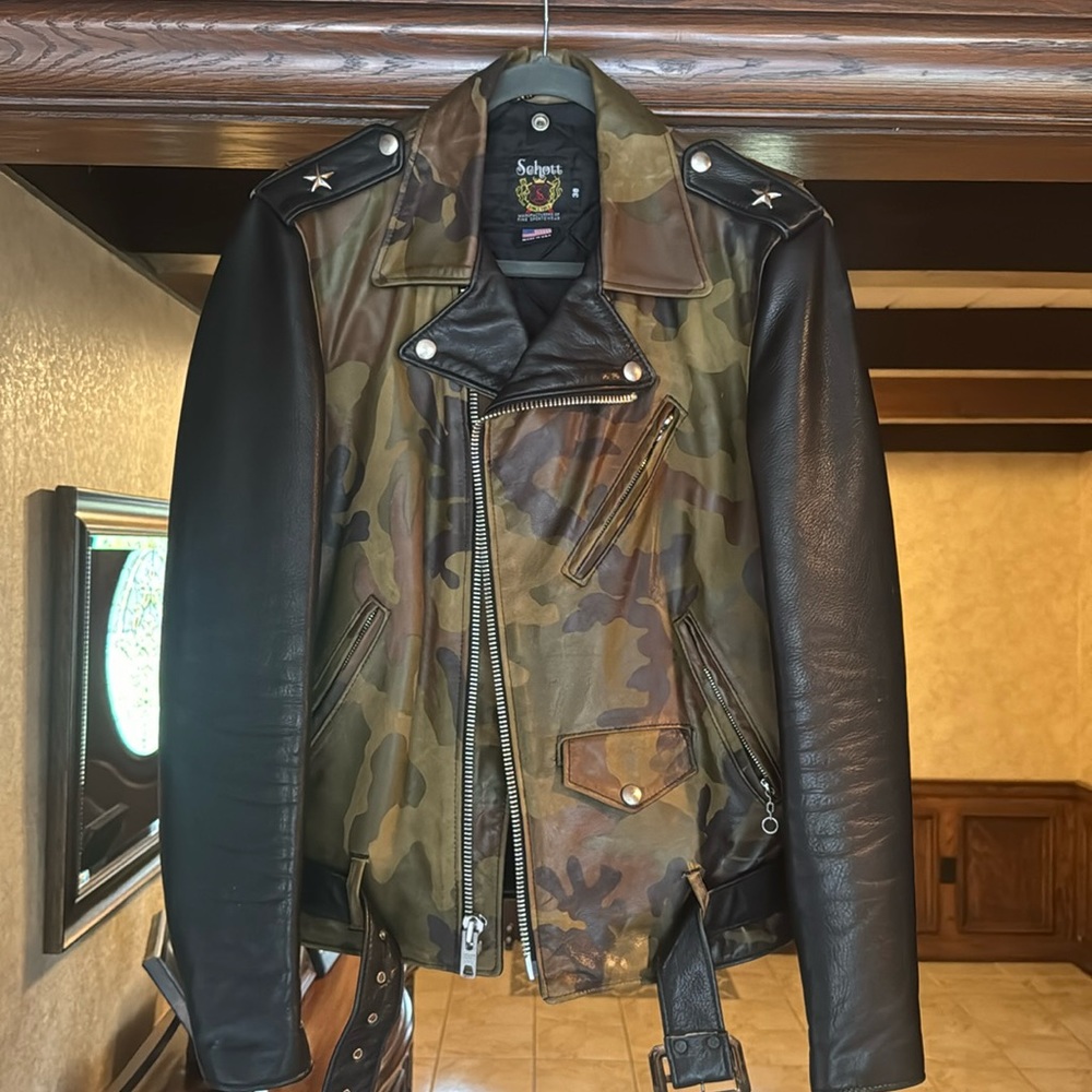 Schott Made in USA Camo Biker Jacket